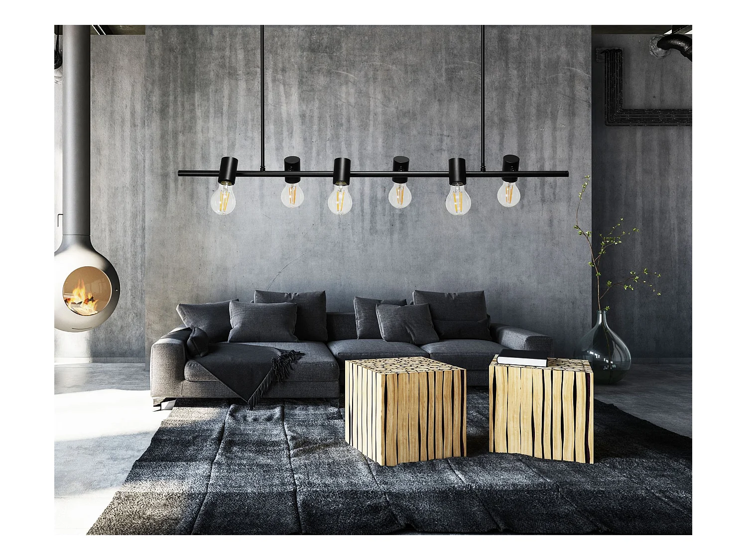 Lampe Suspendue Toolight App480-6Cp Black