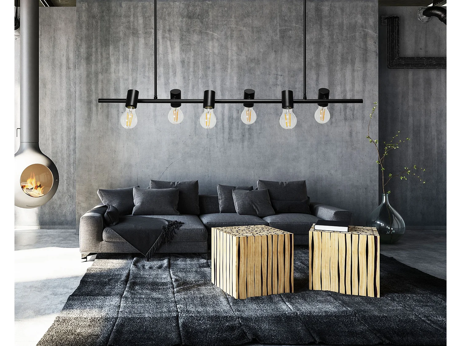 Lampe Suspendue Toolight App480-6Cp Black