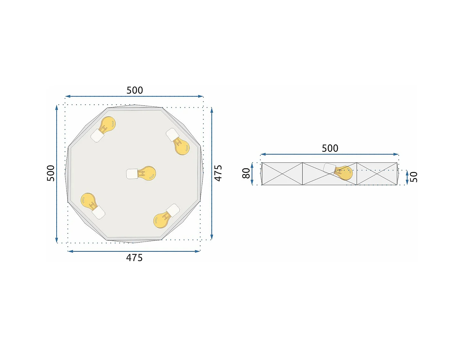 Lampe Toolight App863-C Diamond 50Cm Black