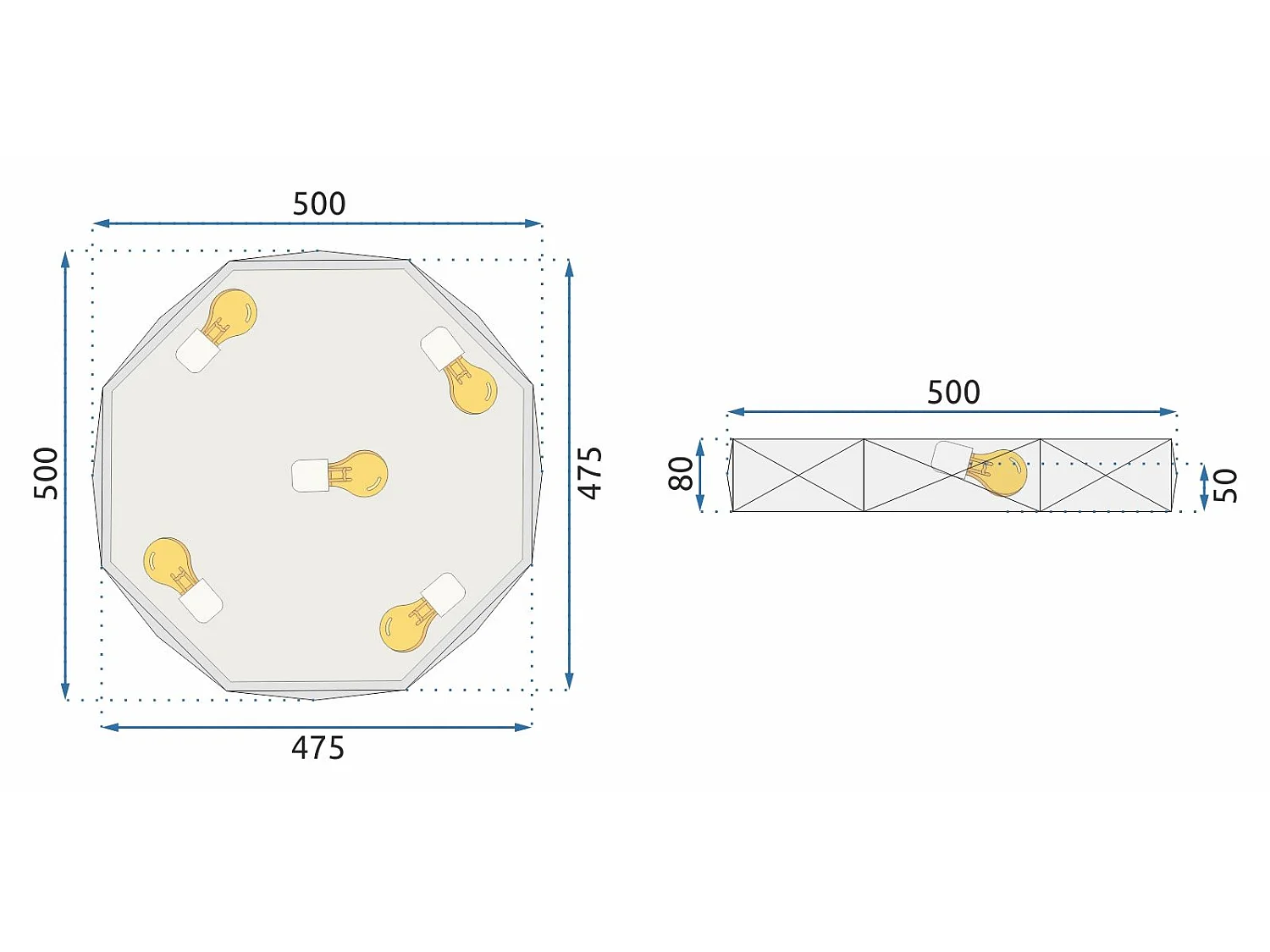 Toolight ceiling lamp APP863-C DIAMOND 50CM Black