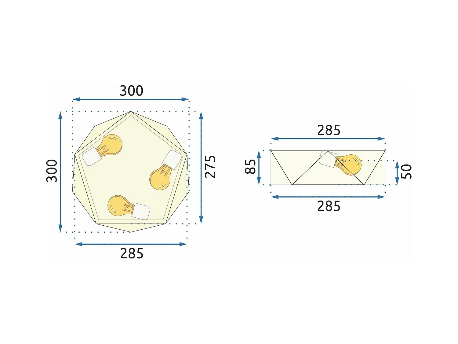 Lampe Toolight App875-C Diamond 30Cm Gold