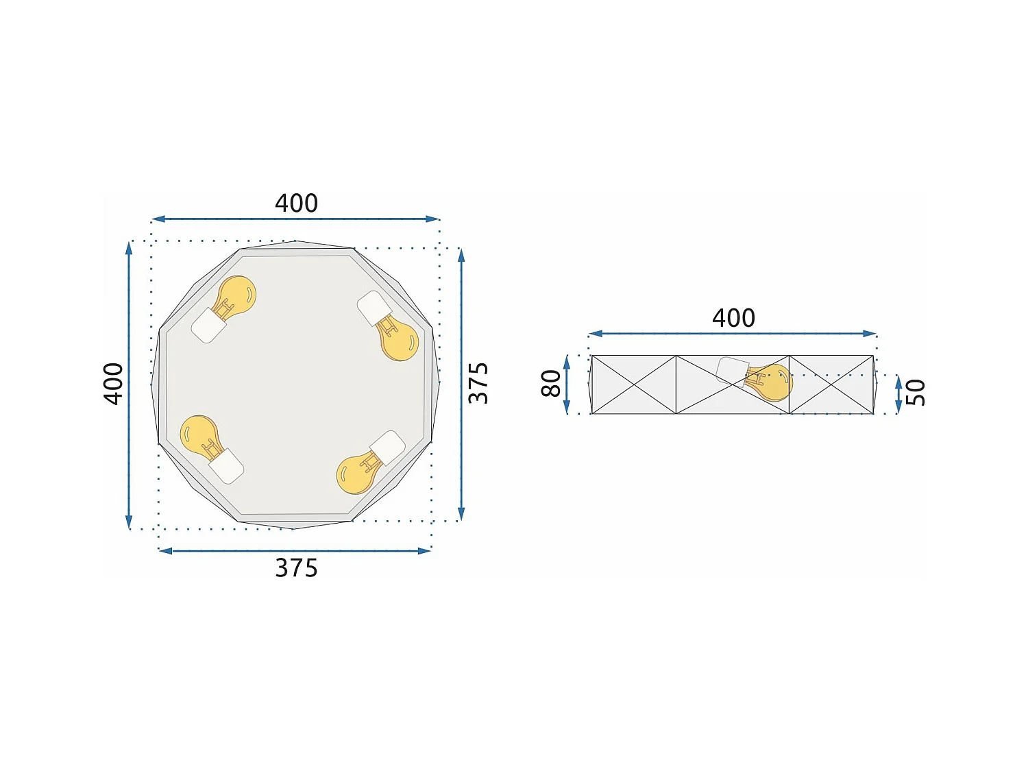 Lampe Toolight App876-C Diamond 40Cm Gold