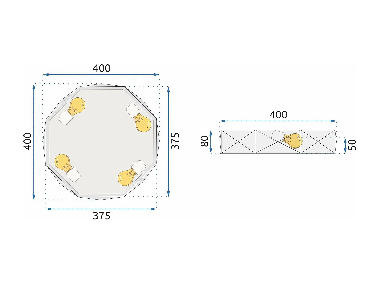 Lampe Toolight App876-C Diamond 40Cm Gold