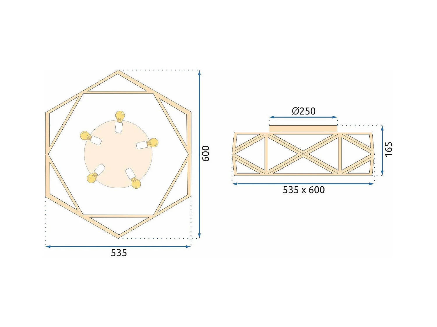 Deckenleuchte Toolight App1240-C 60Cm Gold