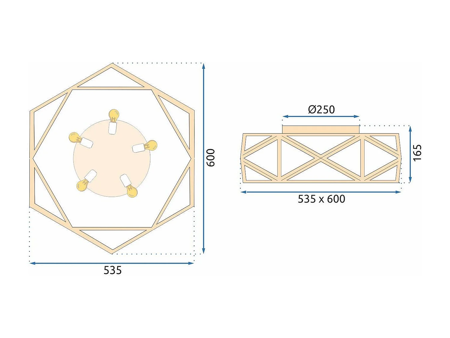 Lâmpada De Teto Toolight App1240-C 60Cm Gold