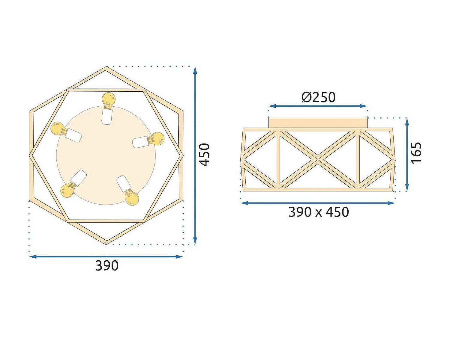 Lampada Da Soffitto Toolight App1239-C 45Cm Gold