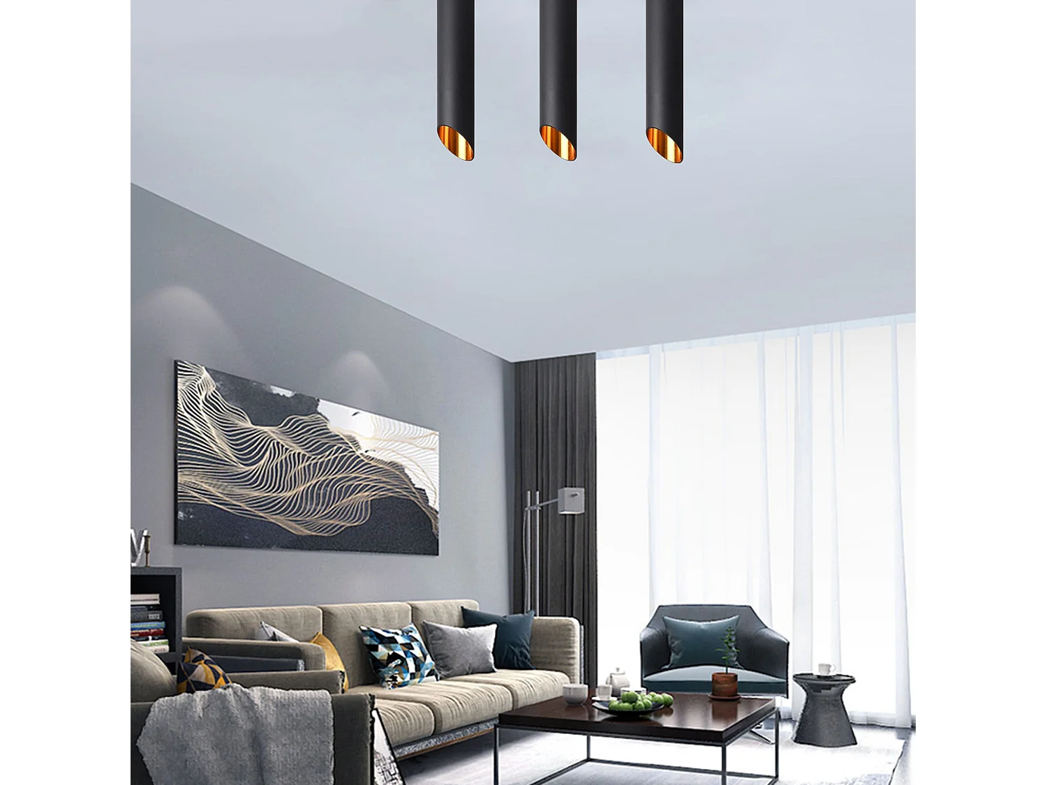 Toolight ceiling lamp APP572-1C 30CM Black Gold