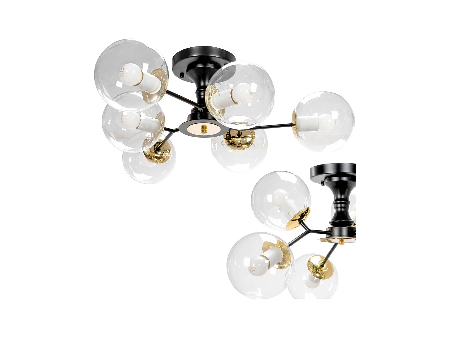 Lampe Toolight App1134-6C Black Gold