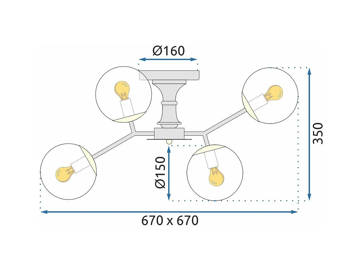Lampe Toolight App1134-6C Black Gold