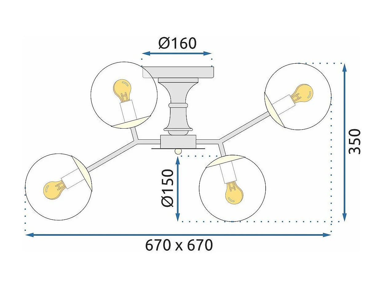 Lampe Toolight App1134-6C Black Gold