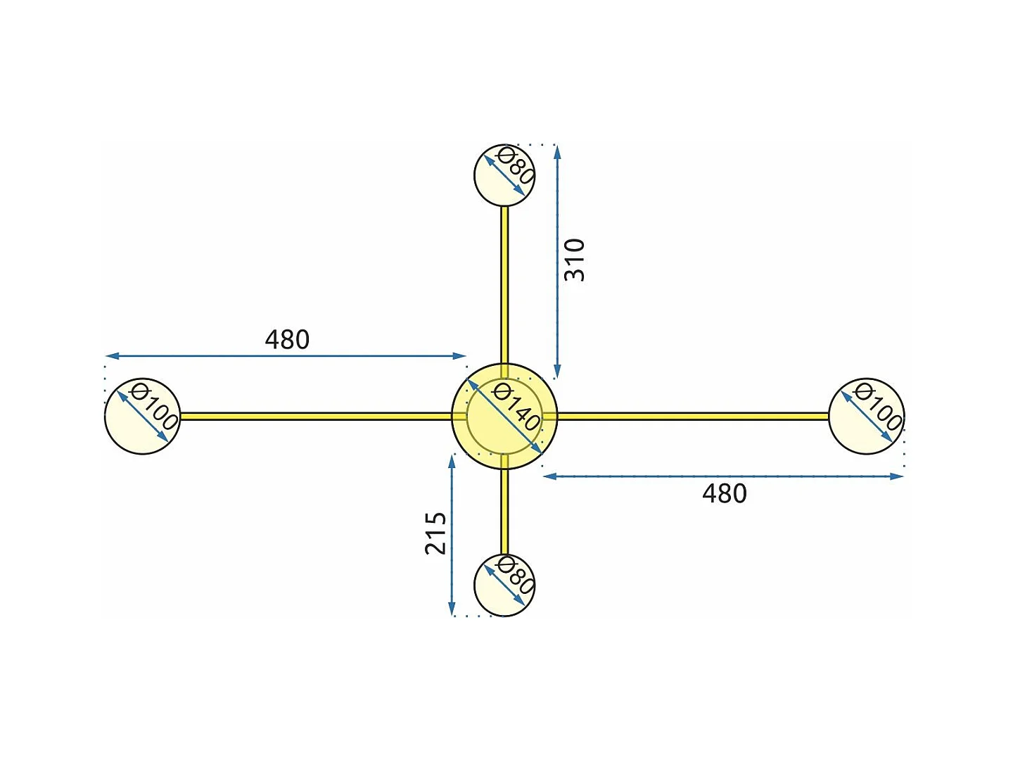 Deckenleuchte Toolight Led App520-4C Gold