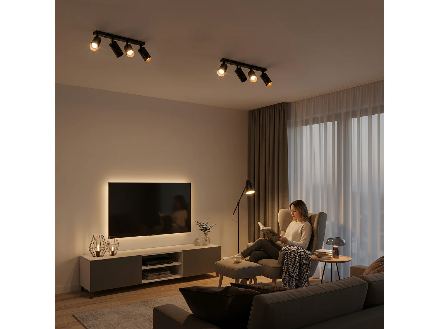 Lampada Da Soffitto Toolight App940-4C Black