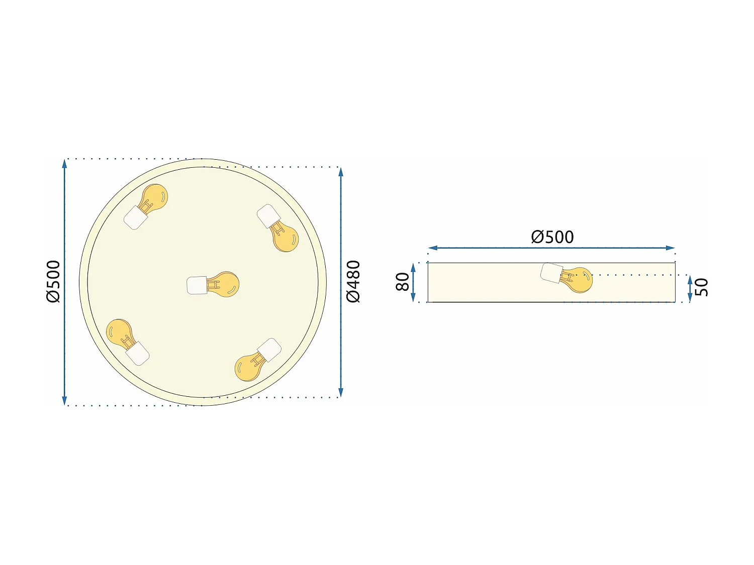 Lâmpada De Teto Toolight App874-C Classic 50Cm Gold