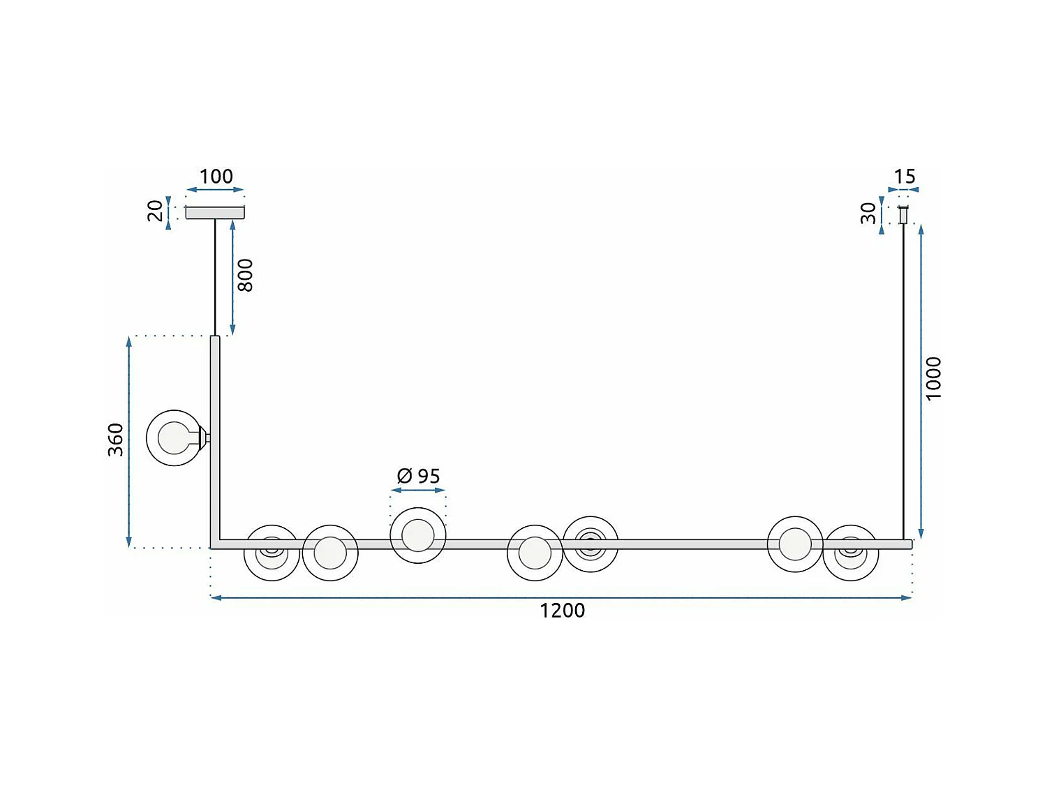 Lampe Toolight App754-8Cp Black