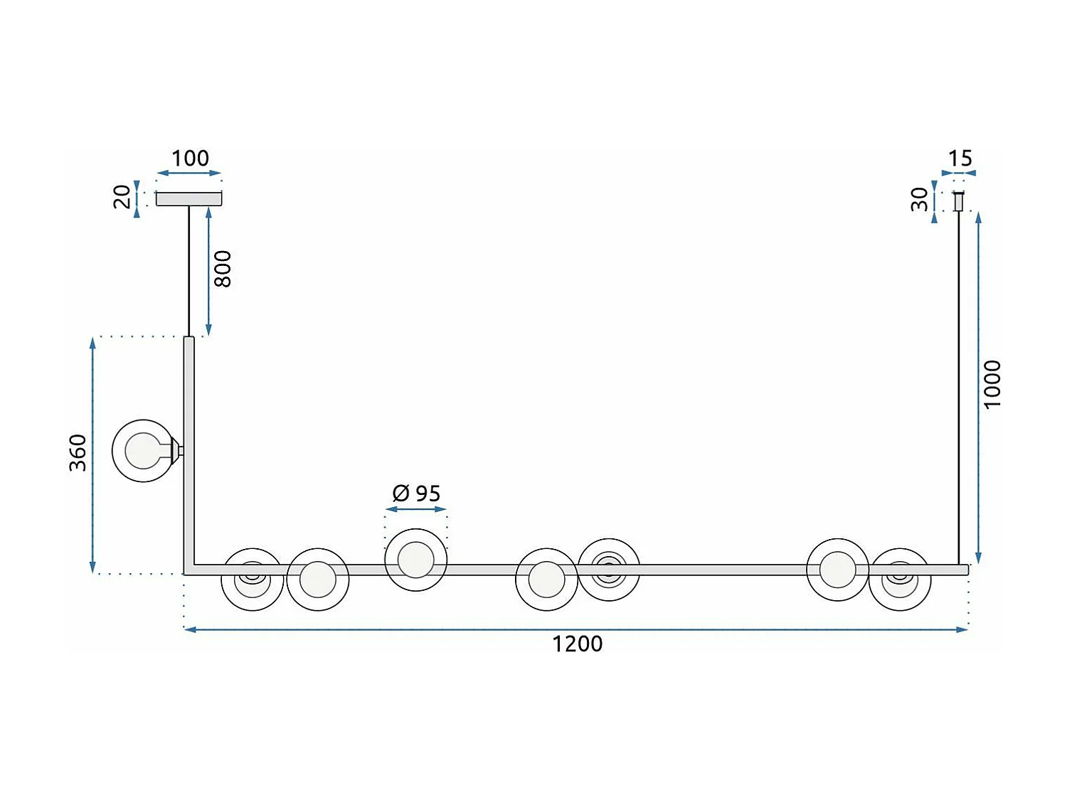 Lampe Toolight App754-8Cp Black
