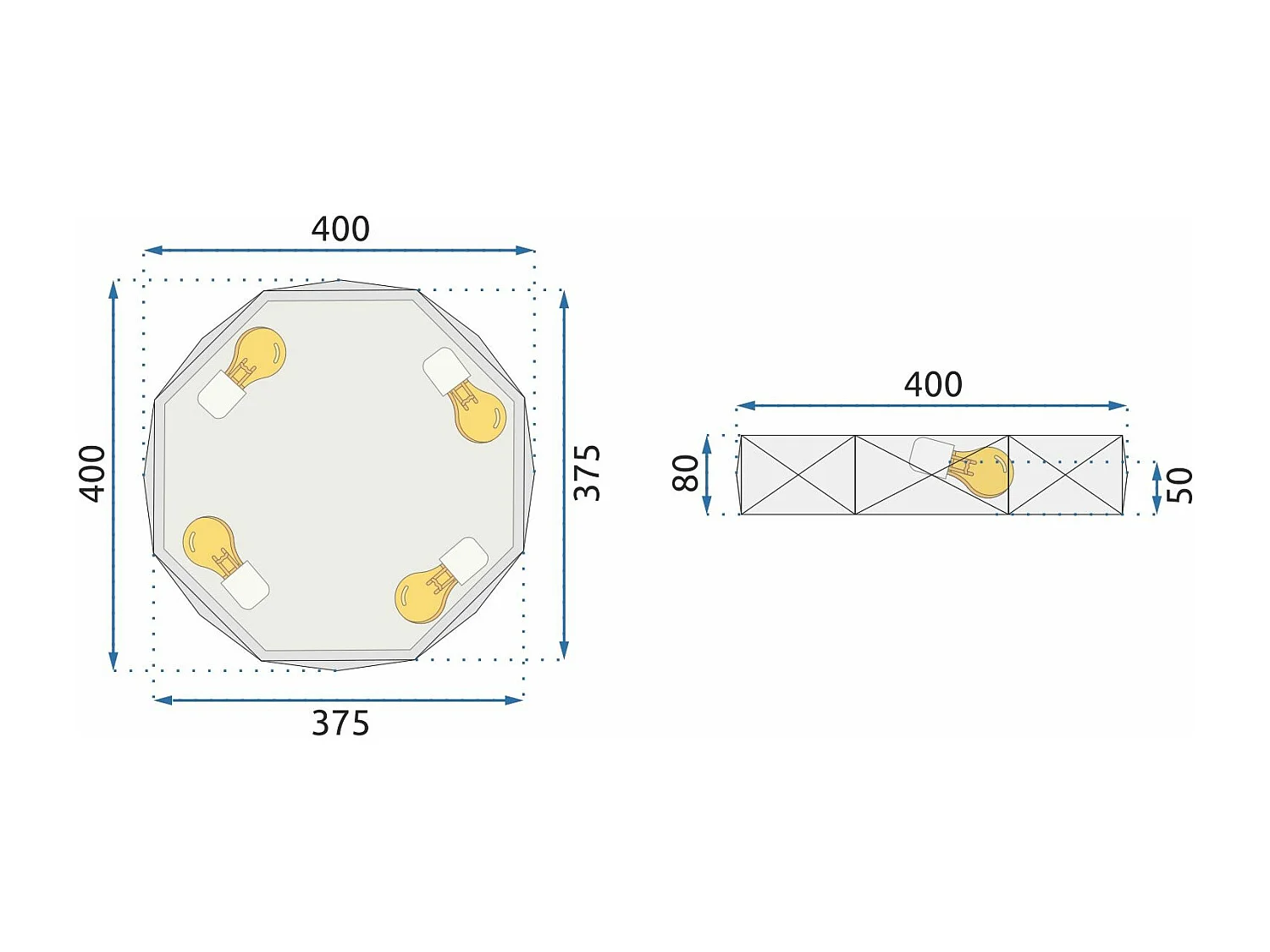 Lâmpada De Teto Toolight App862-C Diamond 40Cm Black