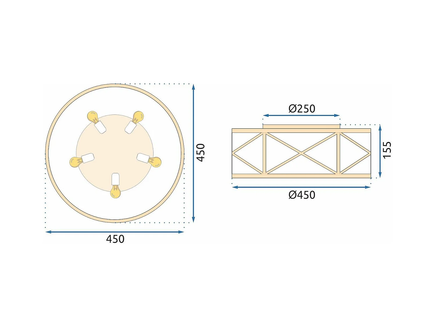 Deckenleuchte Toolight App1241-C Round 45Cm Gold