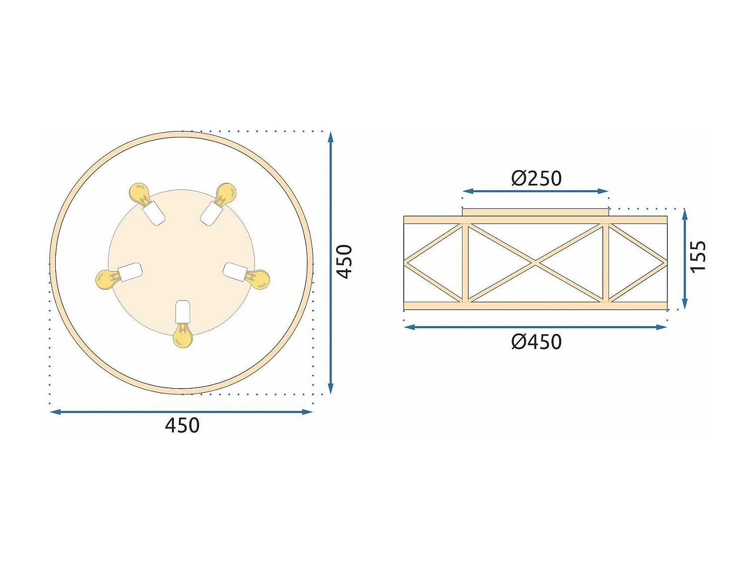 Plafonnière Toolight App1241-C Round 45Cm Gold