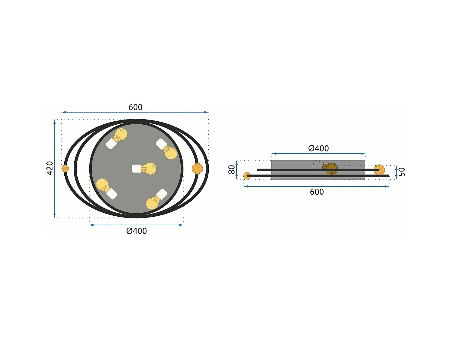 Lampe Toolight App871-C Galaxy 50Cm White