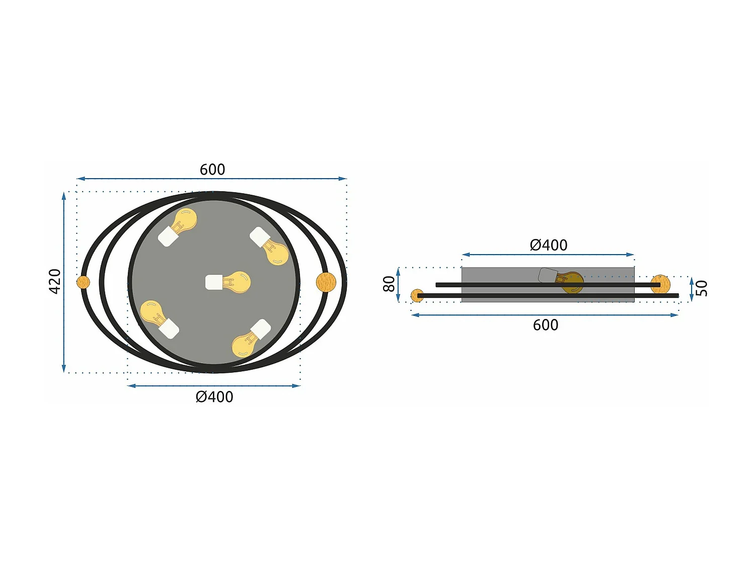 Plafonnière Toolight App871-C Galaxy 50Cm White