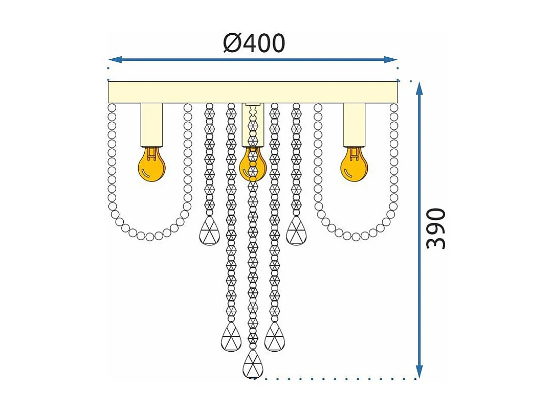 Plafonnière Toolight App1625-3C Chrome Gold
