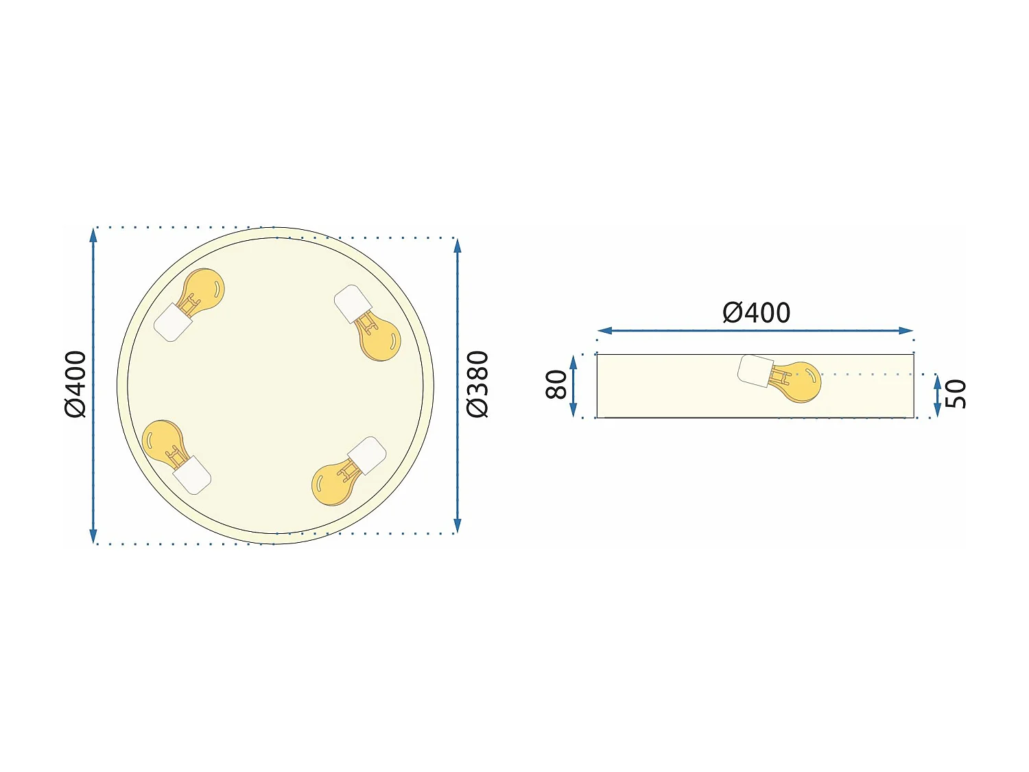 Plafonnière Toolight App873-C Classic 40Cm Gold