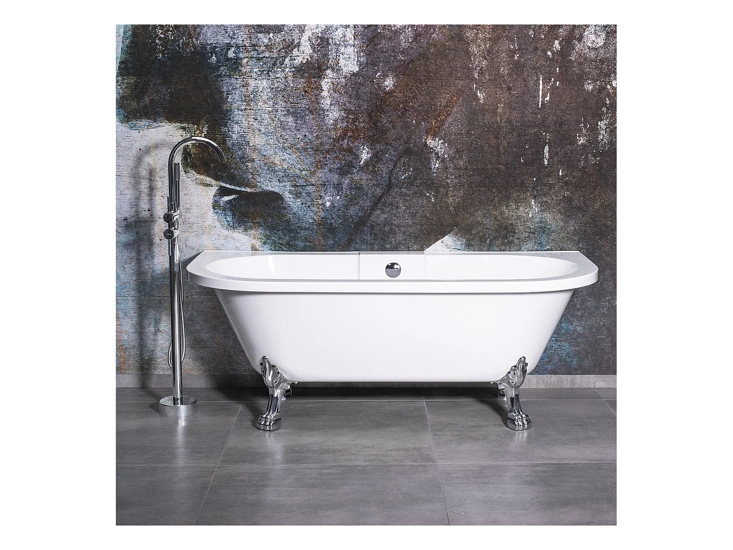 Acryl Wandmontage Badewanne Rea Korfu 170Cm White + De Universele Klik-Klik Plug
