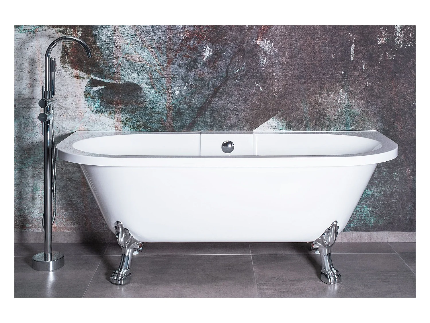 Acryl Wandmontage Badewanne Rea Korfu 170Cm White + De Universele Klik-Klik Plug