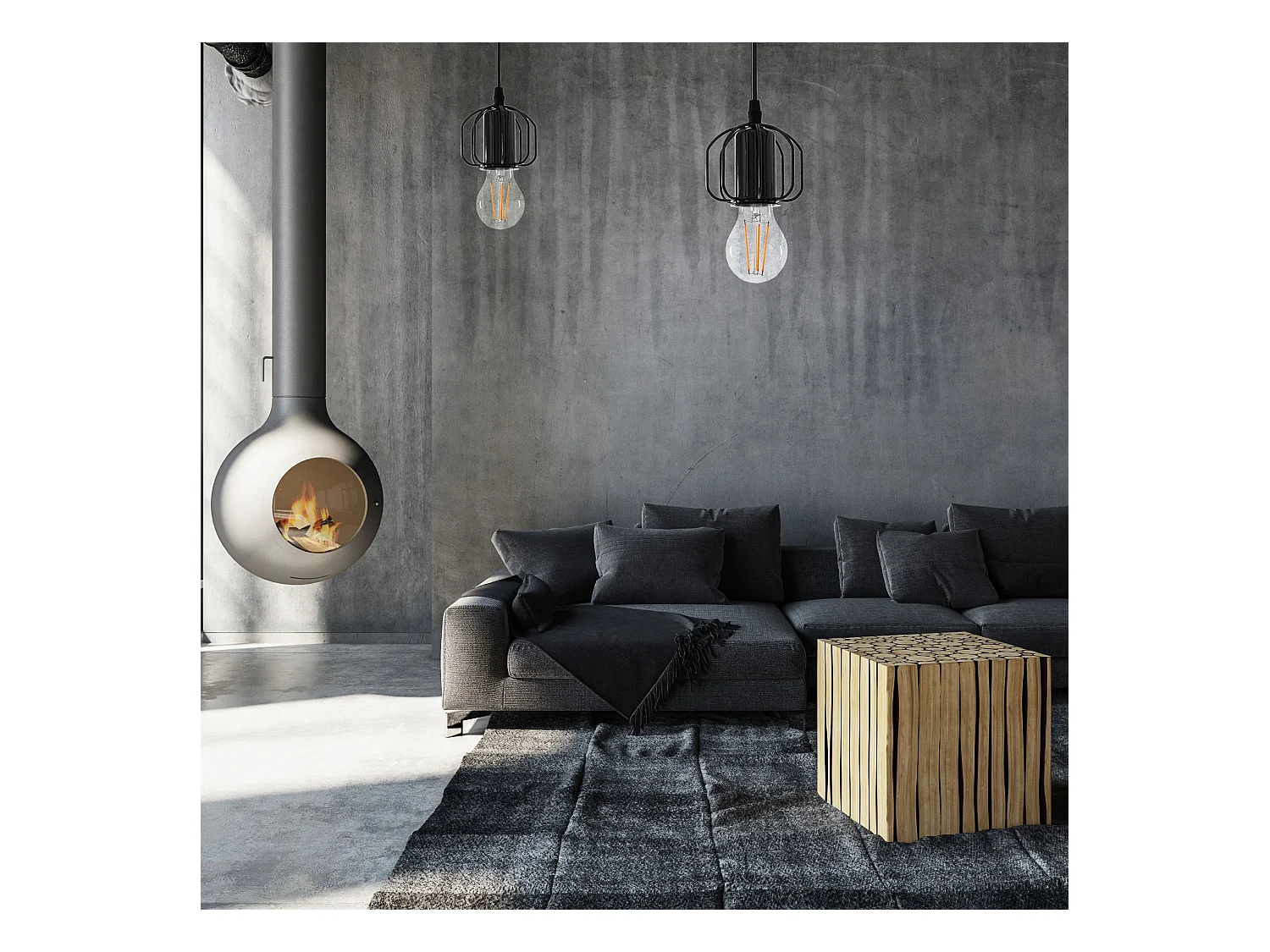 Lampe Suspendue Toolight App595-1Cp Loft Black