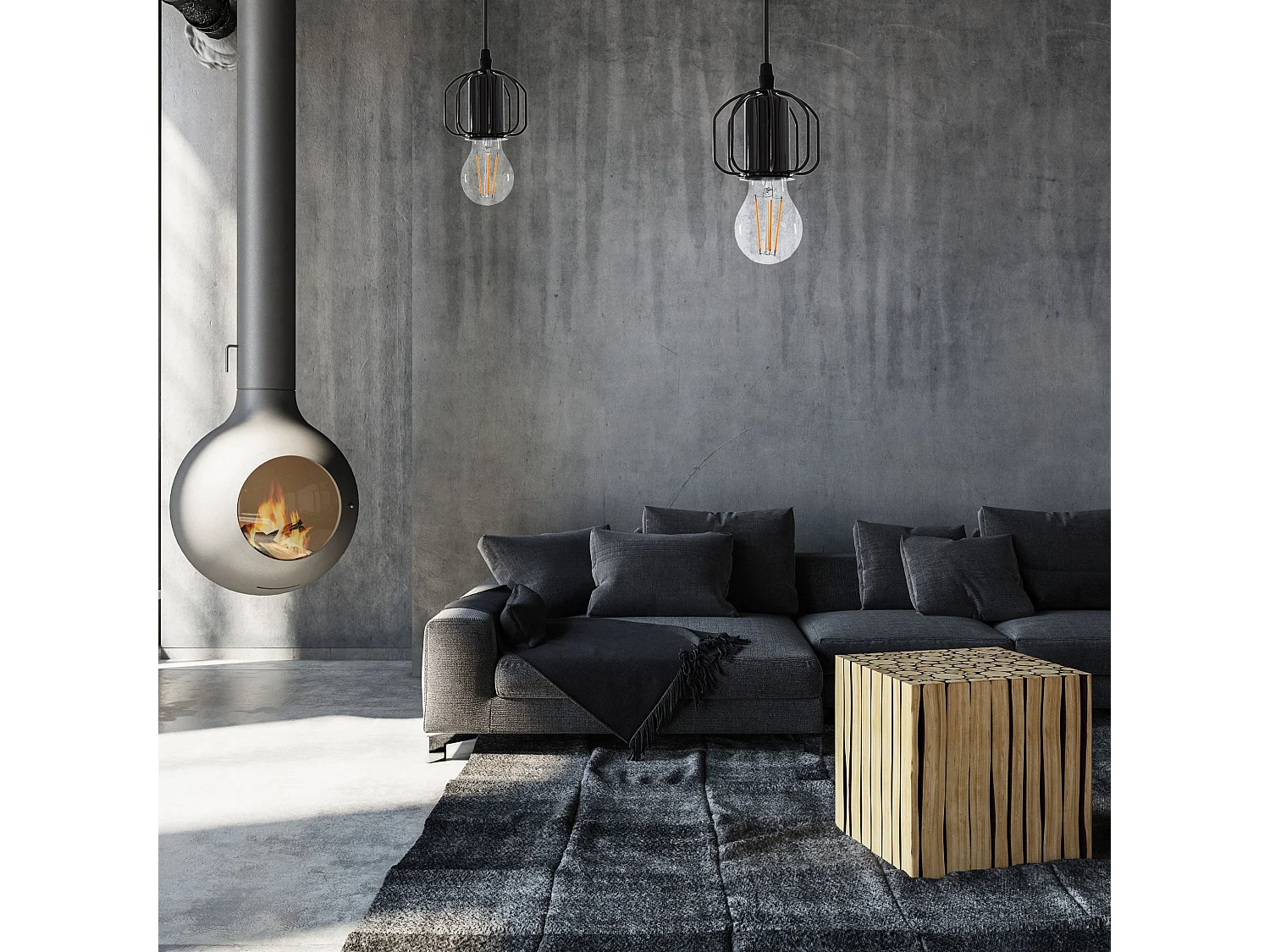 Lampe Suspendue Toolight App595-1Cp Loft Black