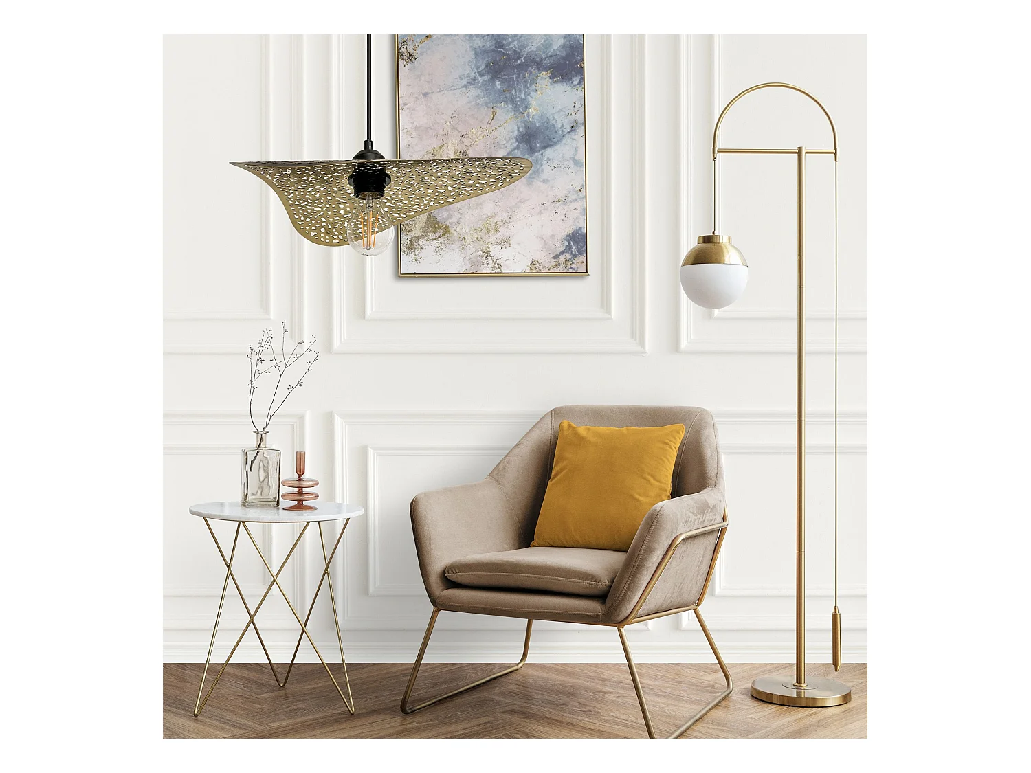 Lampe Suspendue Toolight App1468-1Cp Black Brush Gold