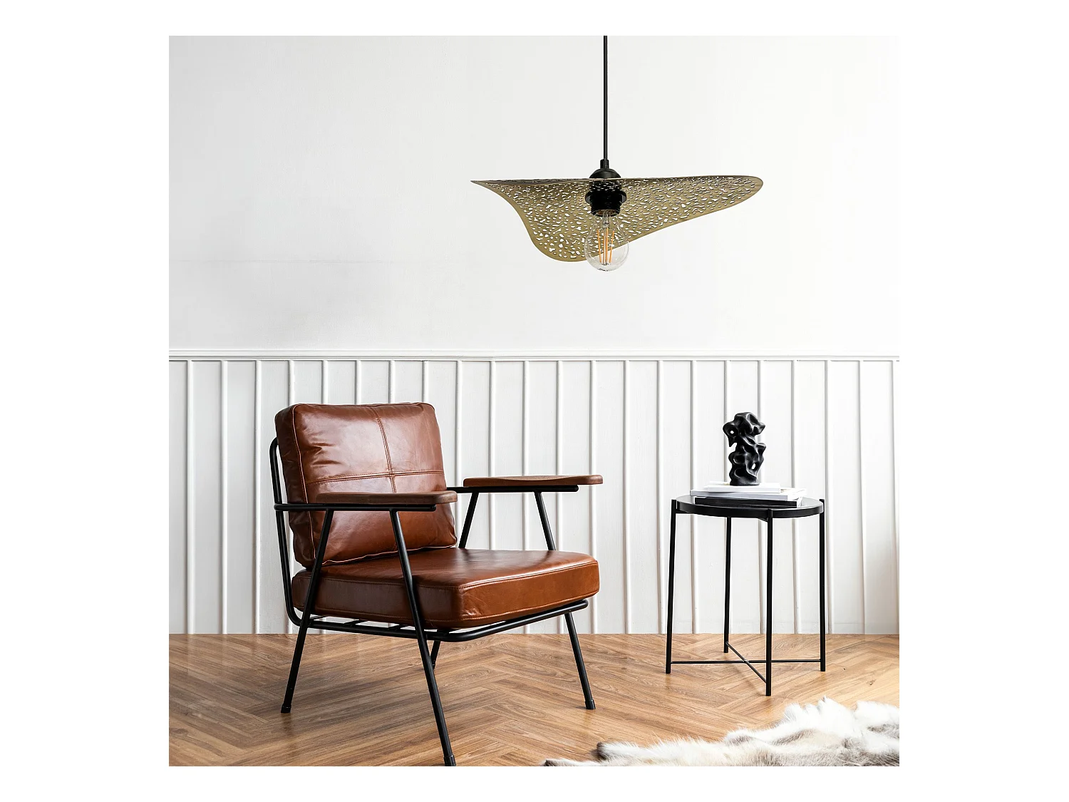 Lampe Suspendue Toolight App1468-1Cp Black Brush Gold