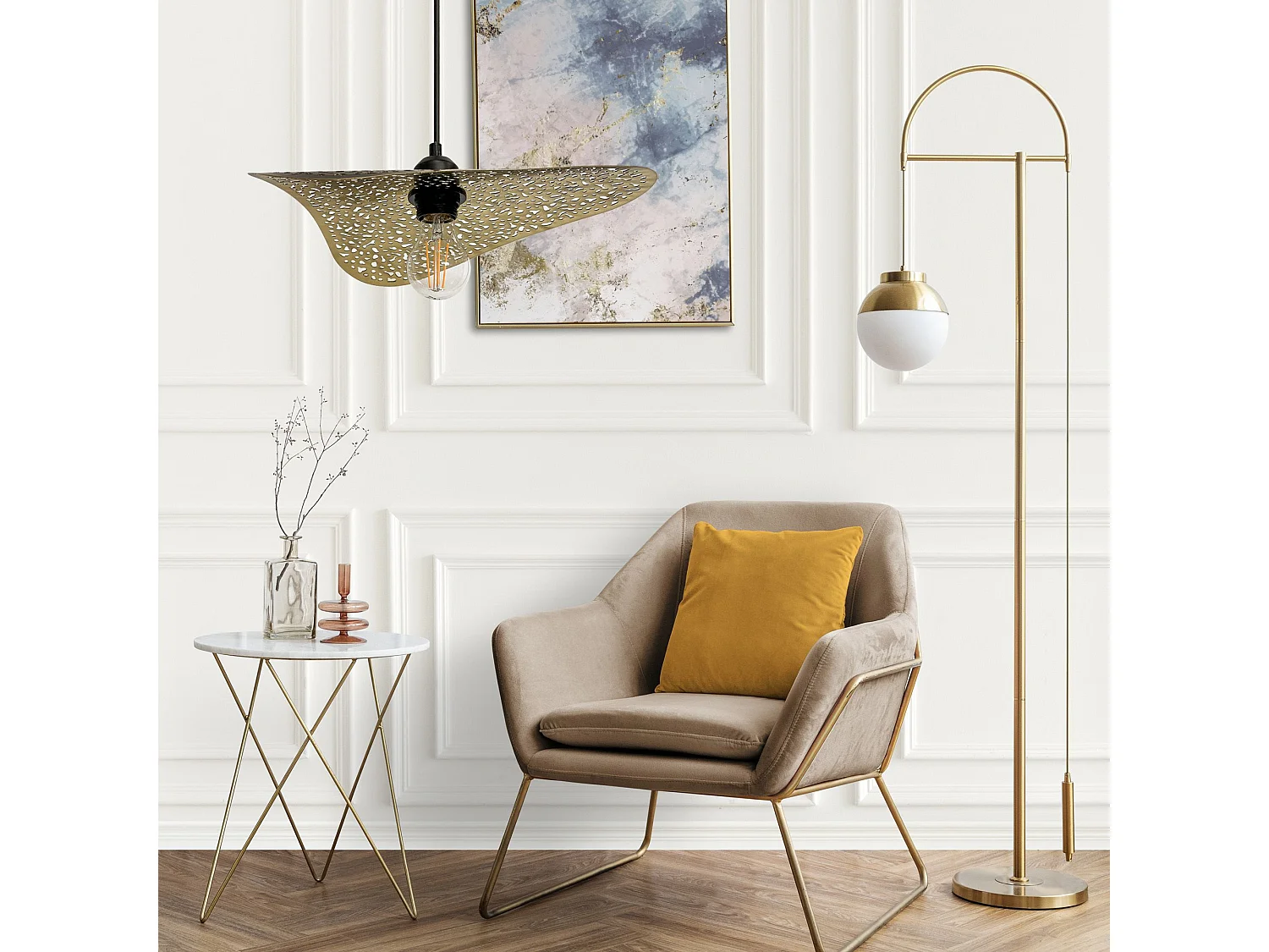 Lampe Suspendue Toolight App1468-1Cp Black Brush Gold