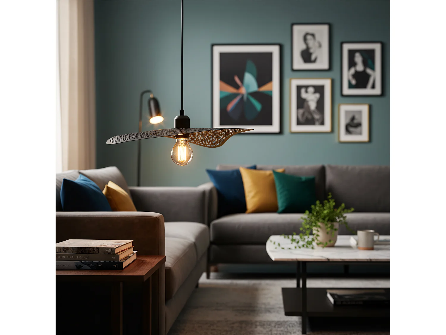 Lampe Suspendue Toolight App1468-1Cp Black Brush Gold