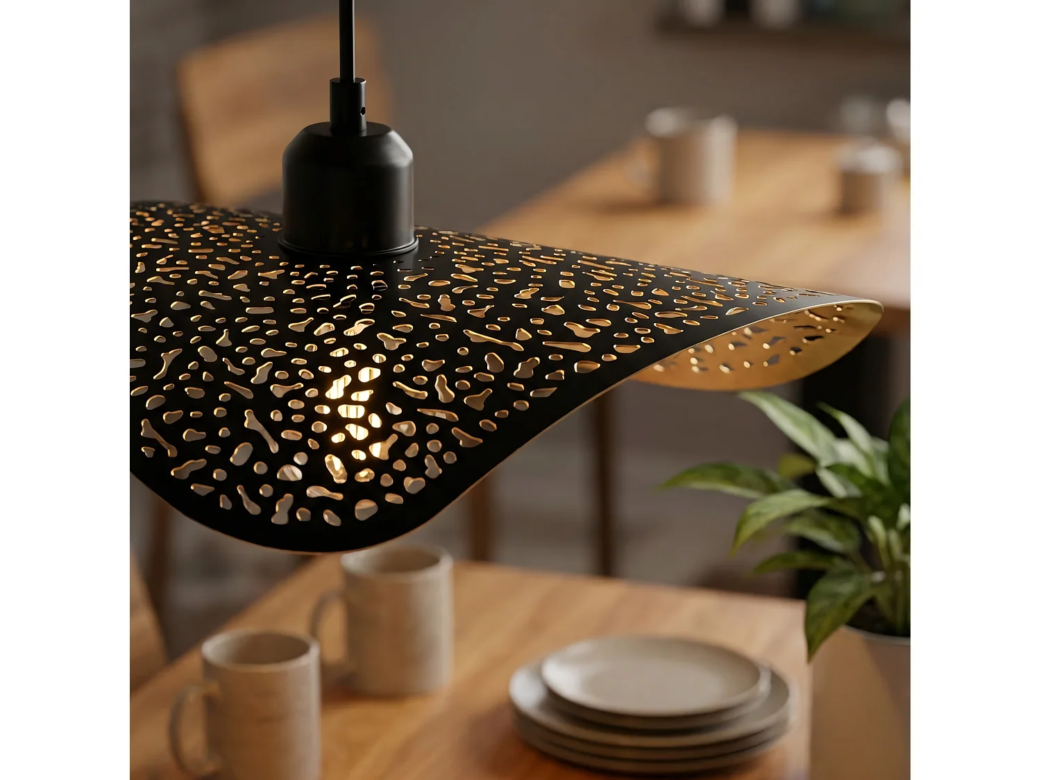 Lampe Suspendue Toolight App1468-1Cp Black Brush Gold
