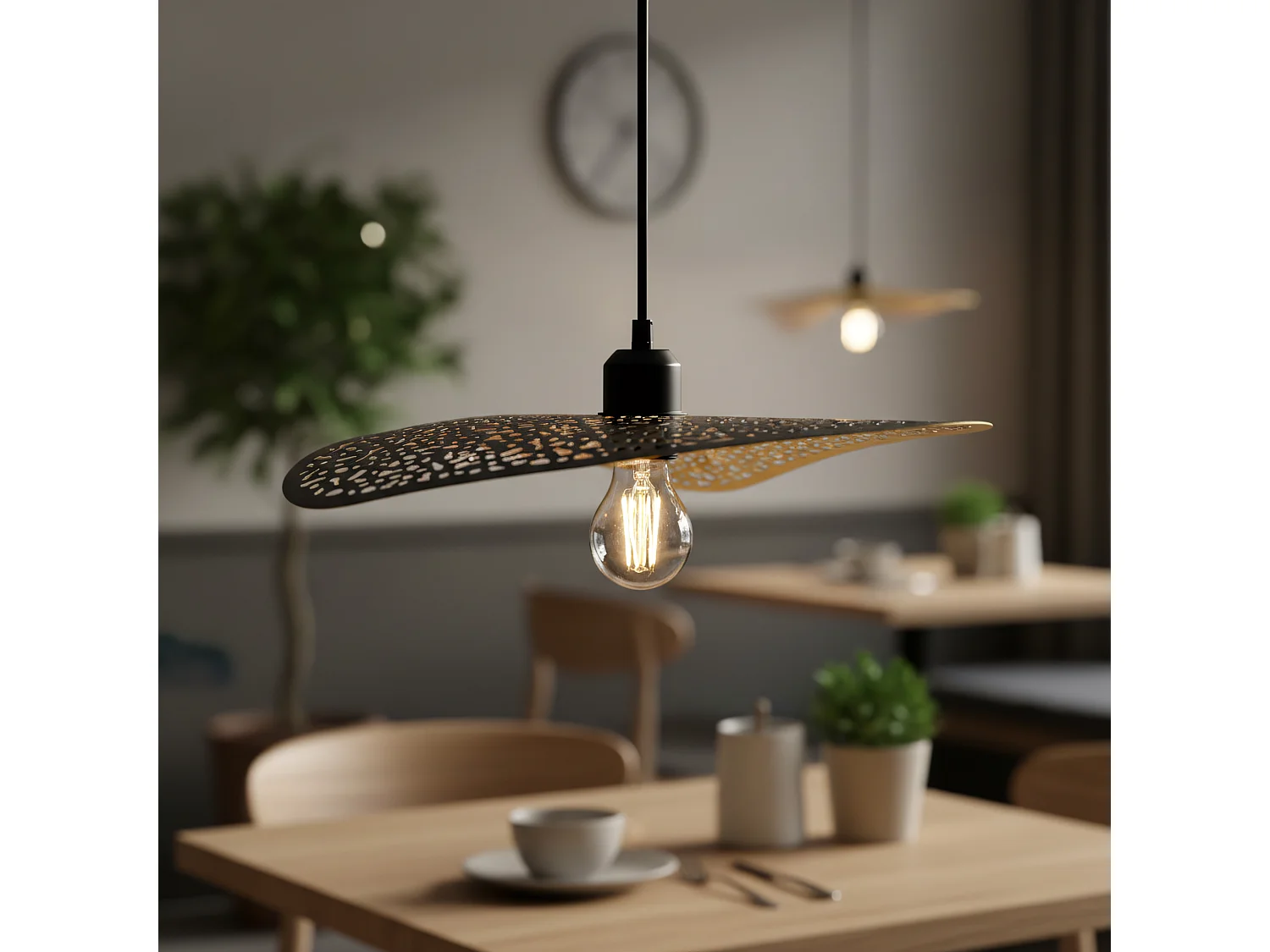 Lampe Suspendue Toolight App1468-1Cp Black Brush Gold