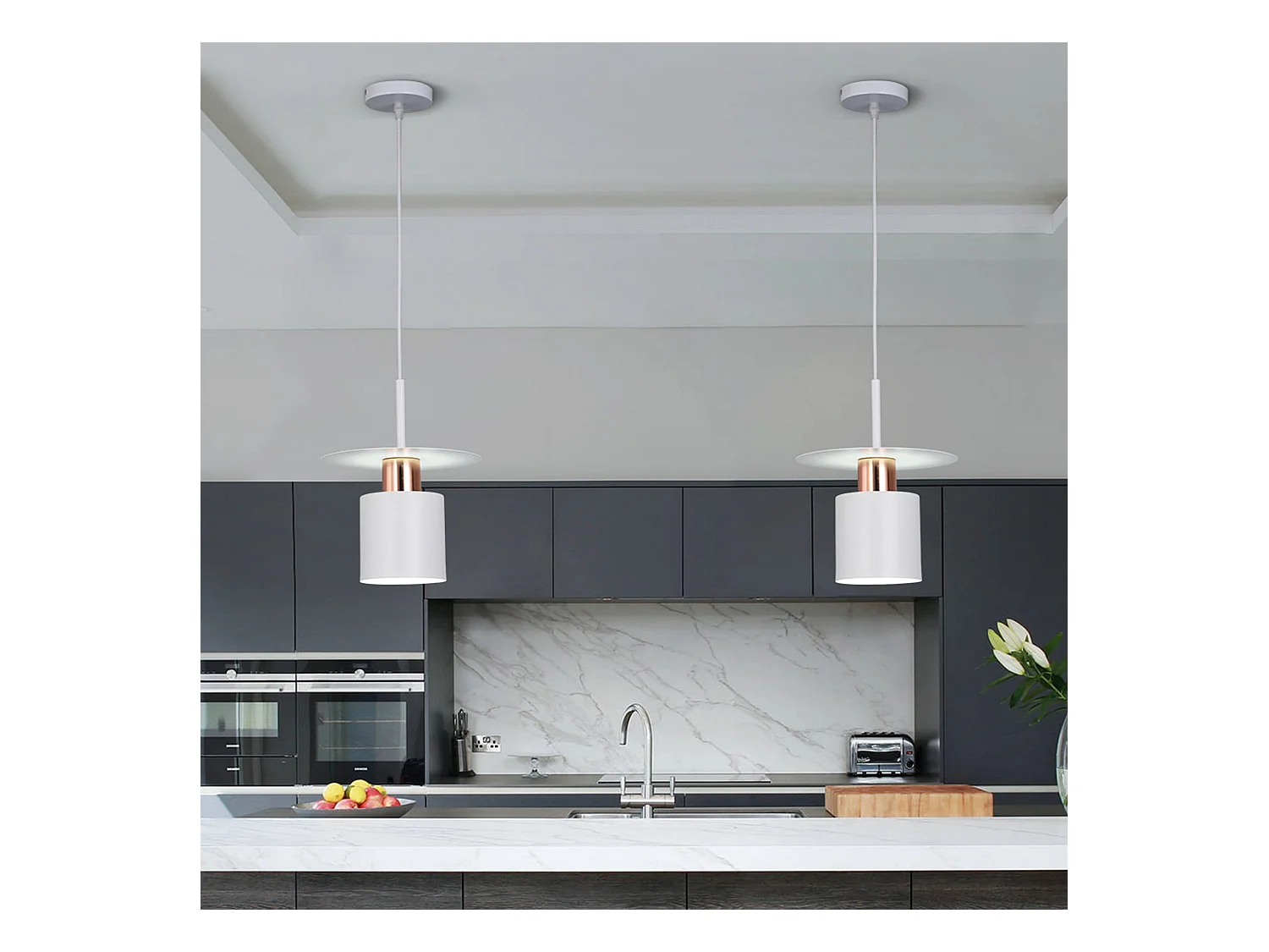 Lampe Suspendue Toolight App1146-1Cp White Rose Gold