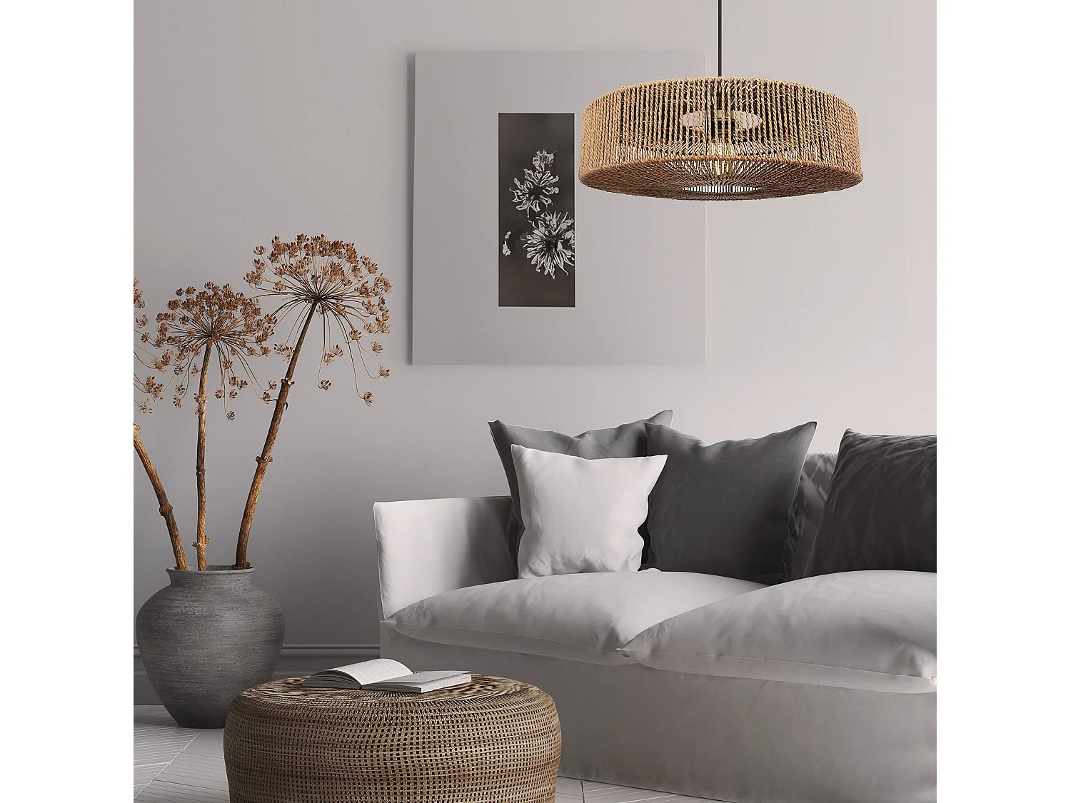 Lampe Suspendue Toolight App1294-1Pc Boho Beige