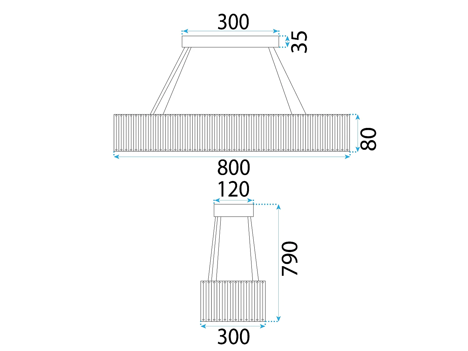 Toolight LED APP1547-CP hængelampe krom 80X29X75CM