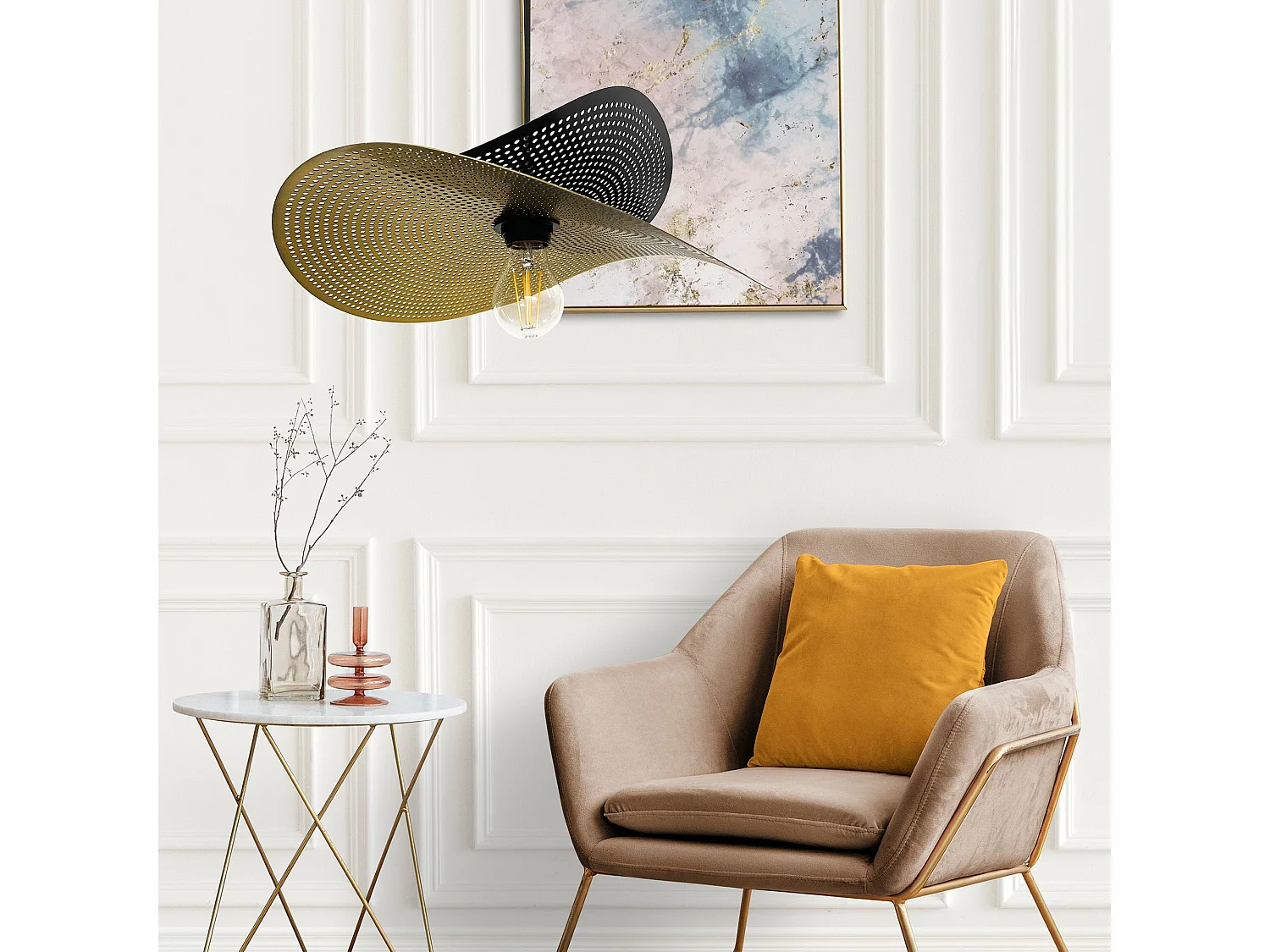 Lampe Suspendue Toolight App1471-1Cp Black Gold