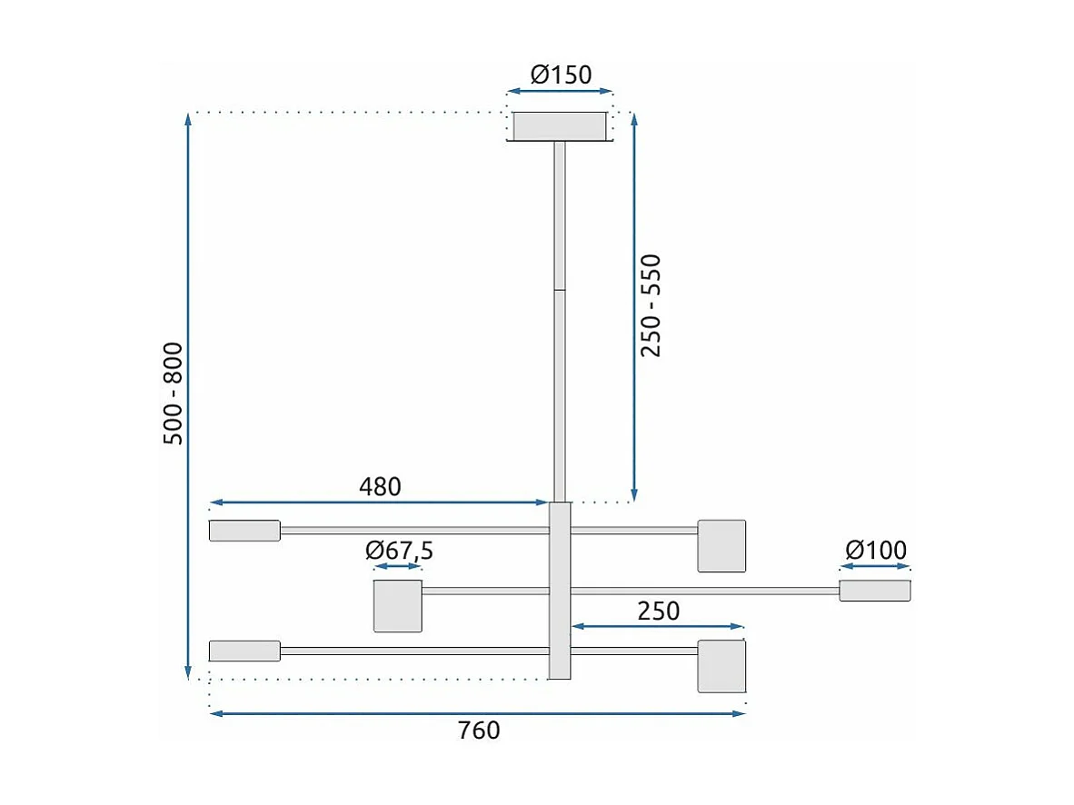 Hanglamp Toolight App597-6C Black