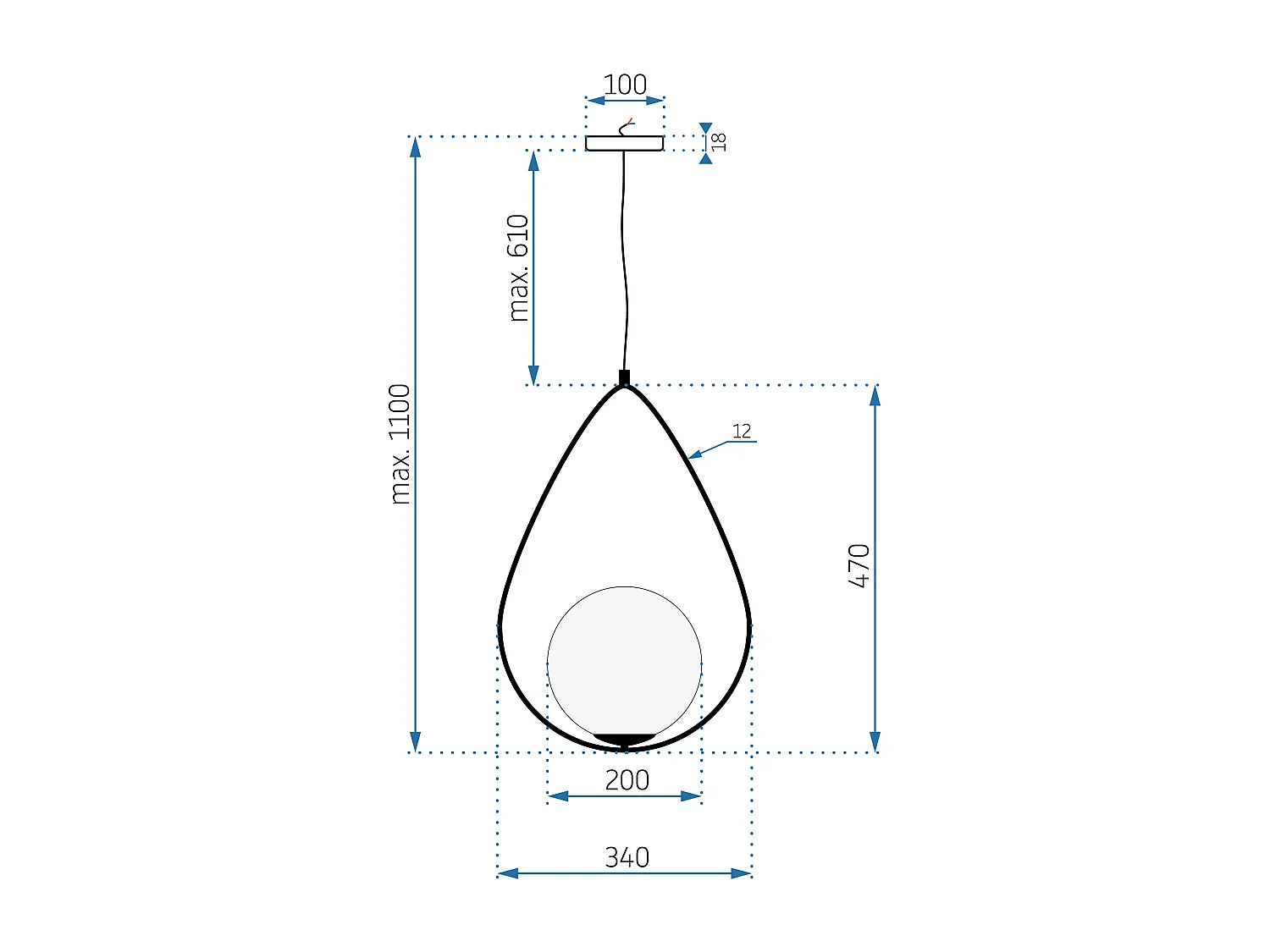 Lampe Suspendue Toolight App938-1Cp Black