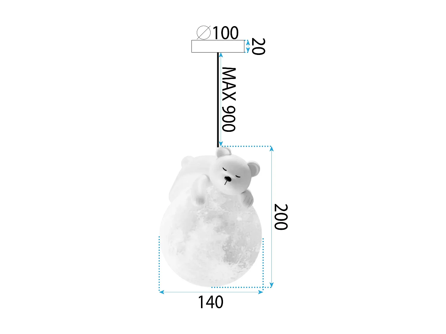 Lampe Suspendue Toolight App1597-1Cp Bear White