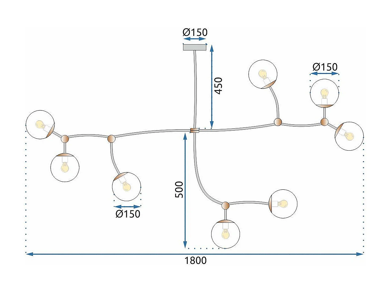 Lámpara Toolight App1673-8Cp Black