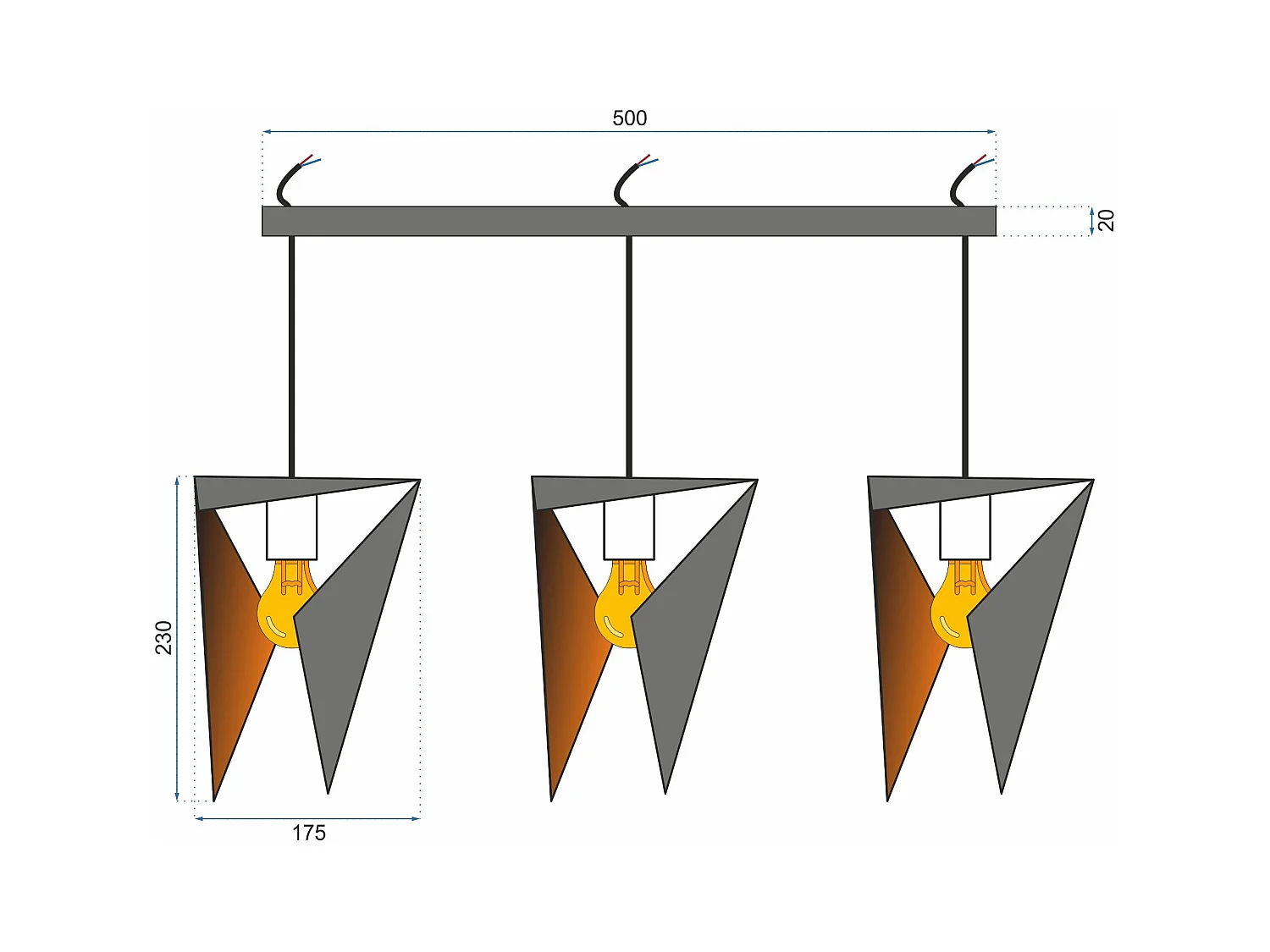 Lampe Suspendue Toolight App254-3Cp Black