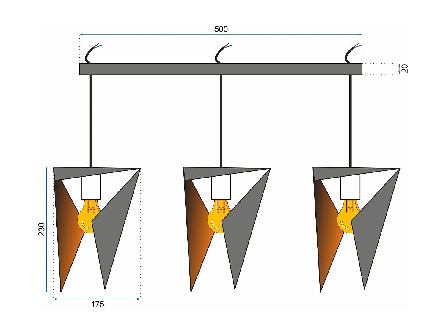 Lampe Suspendue Toolight App254-3Cp Black