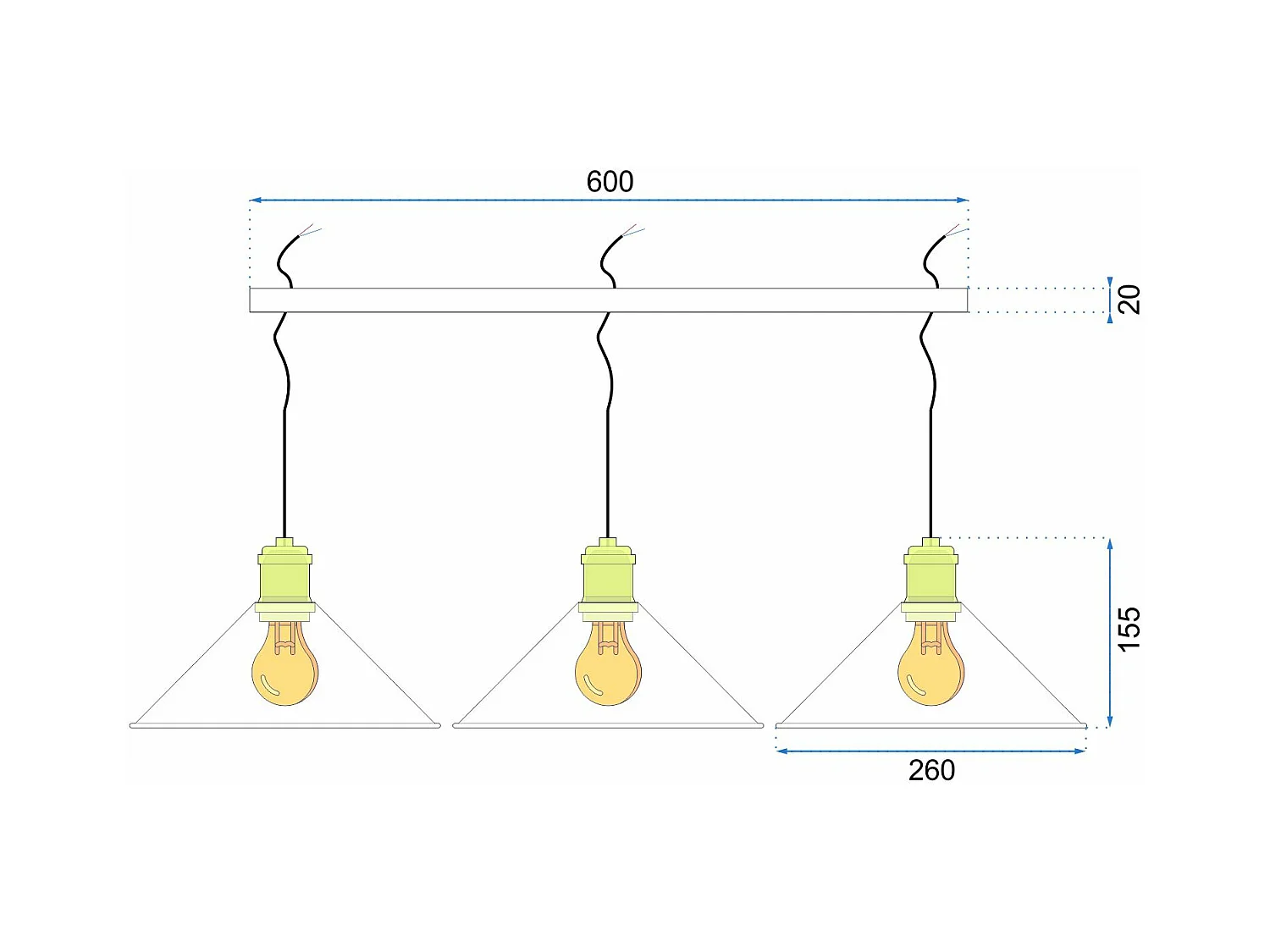 Lampe Suspendue Toolight App017-3Cp Porto Black