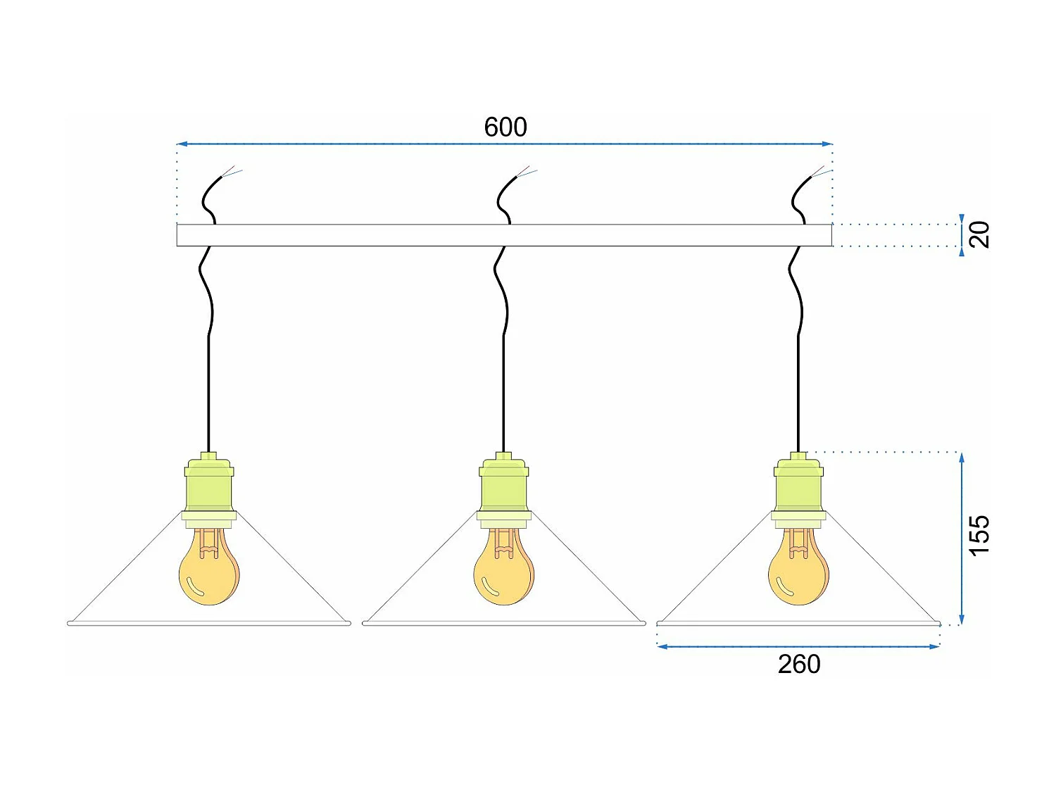 Lampada Toolight App017-3Cp Porto Black