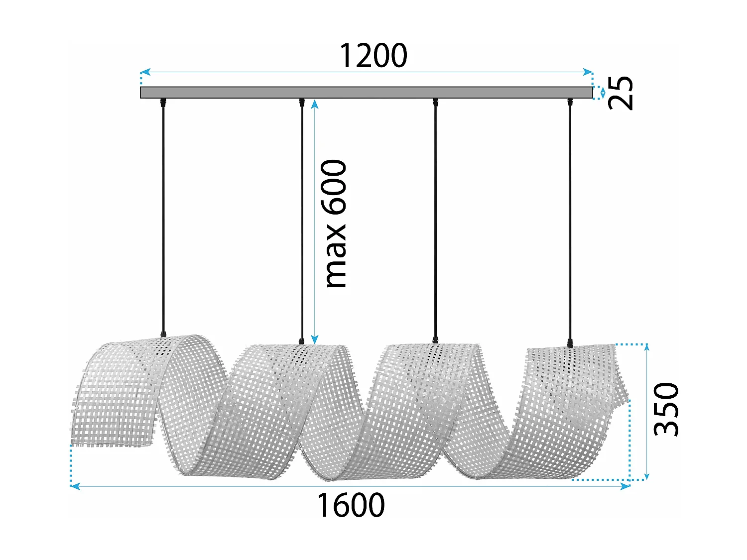 Hanglamp Toolight App1643-4Cp Spiral Boho 160Cm Beige