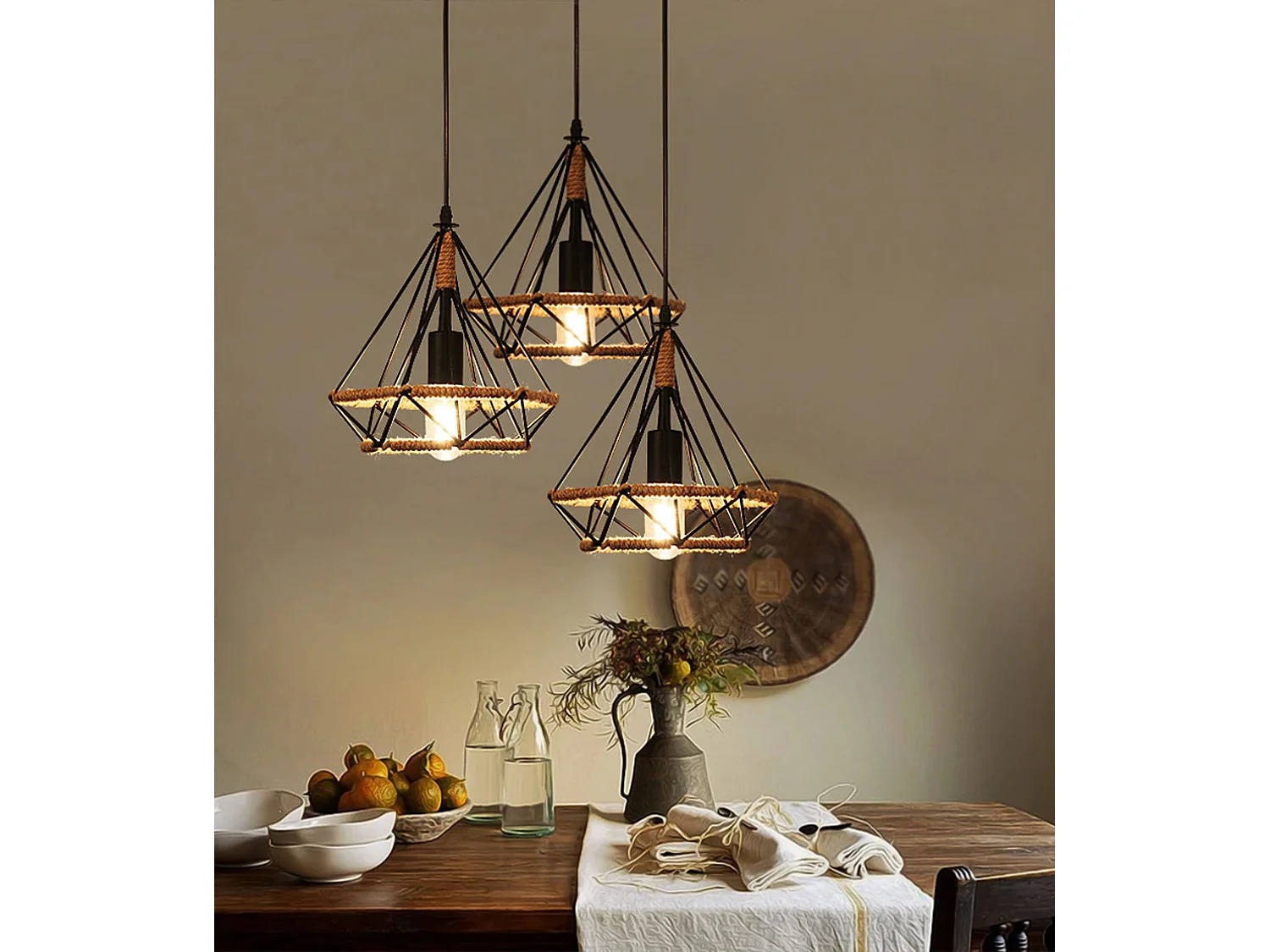 Lampe Suspendue Toolight App678-1Cp Loft Boho Black